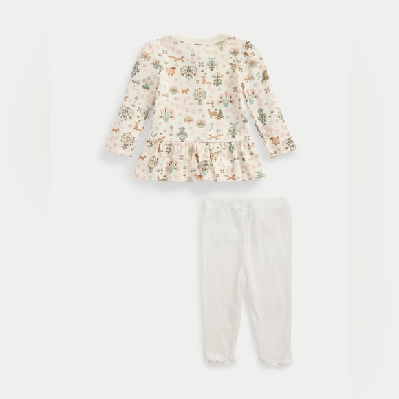 Ralph Lauren Baby Girl Cotton Henley Top & Legging Set - Picture 2 of 15